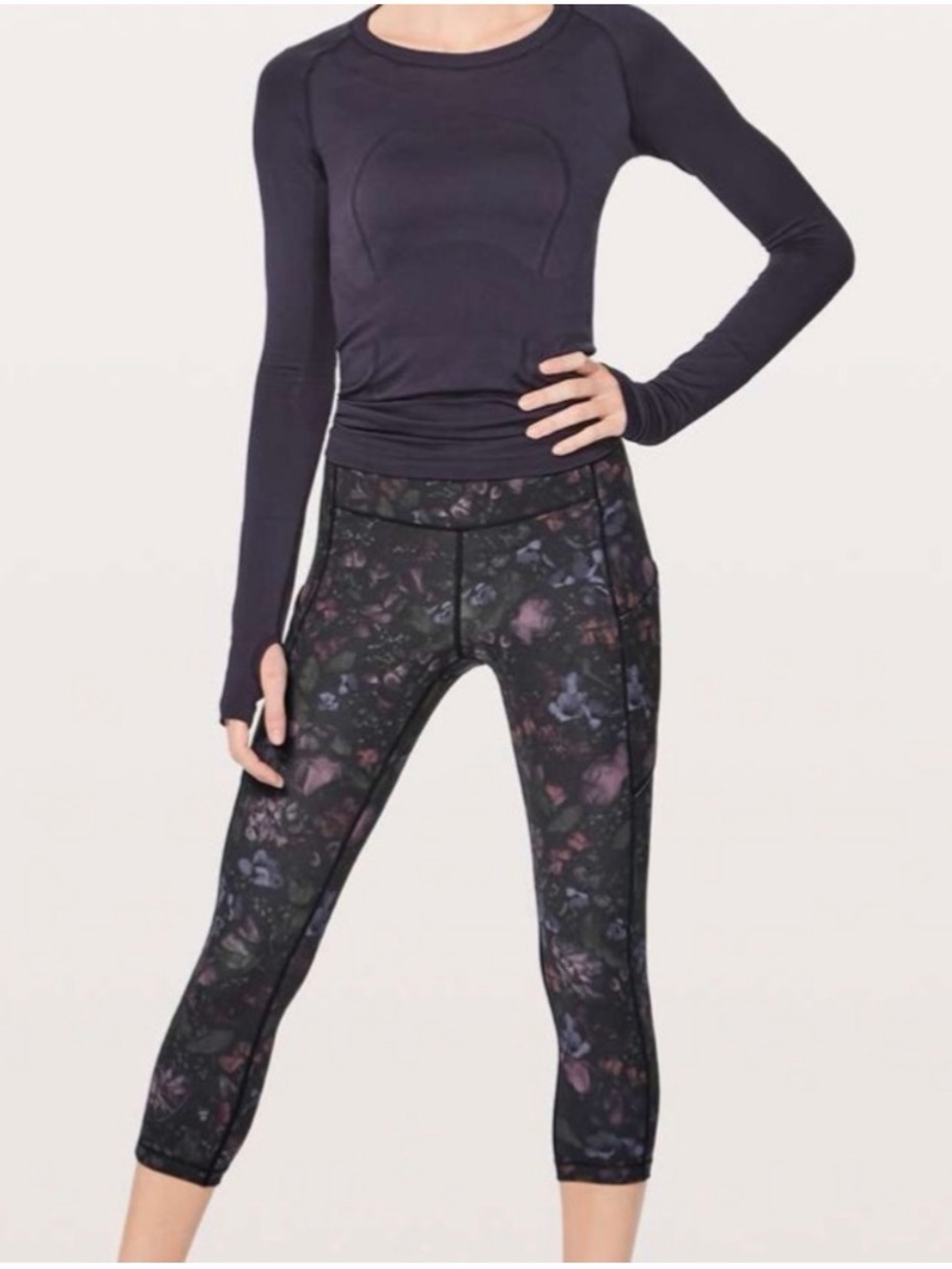 Lululemon Speed Up Crop Leggings Frozen Flourish Floral Size 6 w/ Pockets